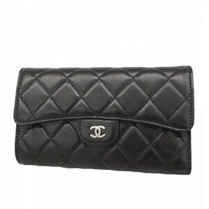 CHANEL Black Lambskin Leather Wallet